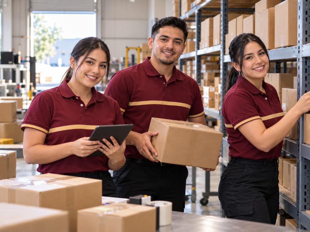 Equipo de envíos de Telomando en el almacén de Texas